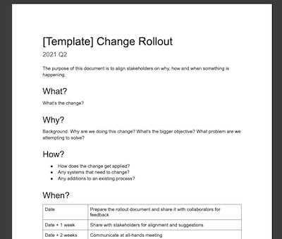 Change rollout template