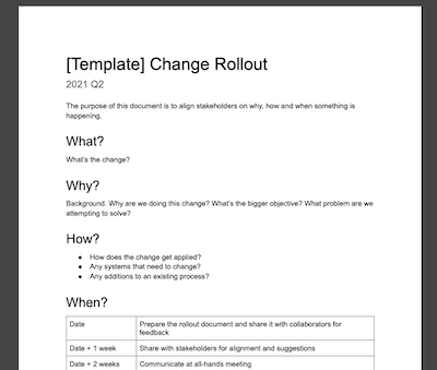 Change rollout template