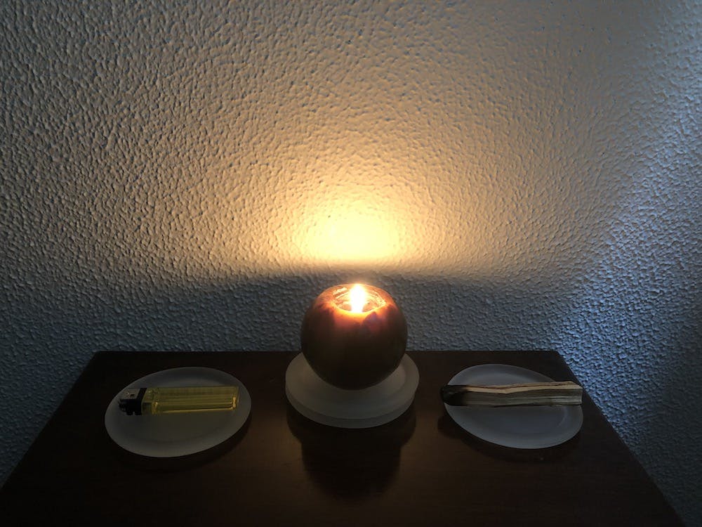 A candle helps to create the right environment