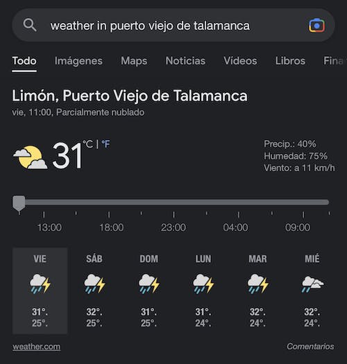 Catastrophic weather according to Google