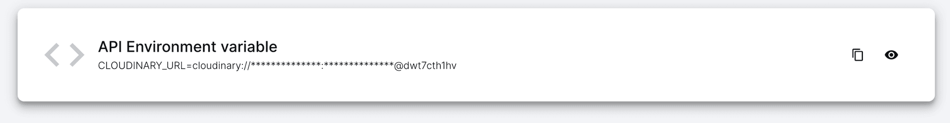 Screenshot of API Environment variable UI in Cloudinary