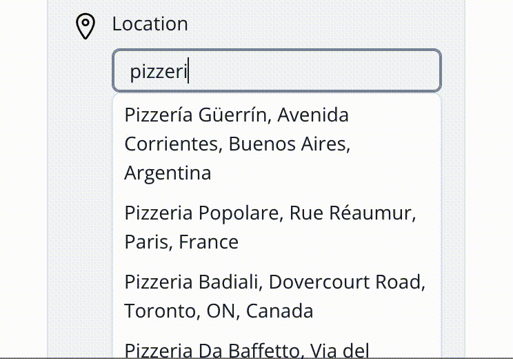 Demo of location autofill 🍕